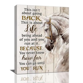 Farmhouse Horse Wall Art Western White Horse Pictures Wall Decor Inspirational Animal Painting Canvas Prints Framed Modern Artwork for Bathroom Kitchen Living Room Dining Room Office 12"x16"