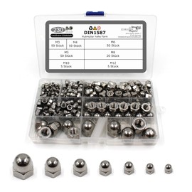 230-Piece Set of Cap Nuts High Shape According to DIN 1587 Rustproof Stainless Steel A2 V2A Hexagonal Acorn Nuts Sizes M3-M12 (230 Pieces)