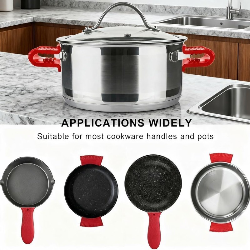 2 Pairs Silicone Pot Handle Holders,Hot Skillet Handle Covers,Anti-Slip Silicone