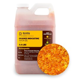 "Dry & Dry" [3.6 LBS] Premium Orange Indicating Silica Gel Desiccant Beads(Industry Standard 3-5 mm) - Rechargeable Silica Gel Beads(3.6 LBS)