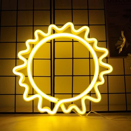 ENUOLI Sun Neon Signs, Neon Lights Signs Sunflower Warm White Light up Signs for Wall Decor Battery and USB Operated Neon Decorative Lights for Home, Bedroom, Bar, Party, Wedding, Christmas