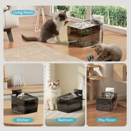 Luckyberry Cat Stainless Steel Water Fountain for Cats Inside,Wireless Pet Water Fountain,2.2L/74oz Automatic Cat Fountains for Drinking with Wireless,Easy Cleaning White