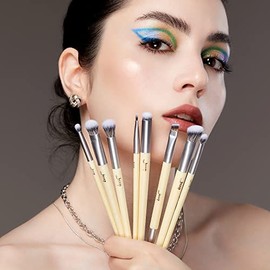 Jessup Set Brochas de Maquillaje, 8pcs Veganas Pinceles Maquillaje Ojos para Mezcla de Sombra de Ojos, Delineador de Ojos, Brocha de Bobina, Sin Crueldad Burlywood, T328
