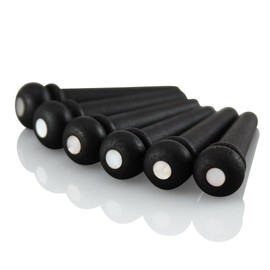 VANSON High Quality Ebony & Pearl Bridge Pins for Acoustic Guitars/String Pegs (Slotted)