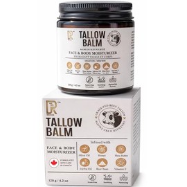 DRMOOSE – Beef Tallow and Honey Balm for Face & Body, Grass-Fed Moisturizer for Dry & Sensitive Skin, Hydrating Body Butter, Unscented, 120 g / 4.2 oz