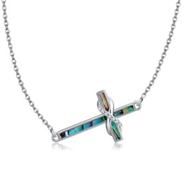 POPLYKE Cross Necklace 925 Sterling Silver Cross Necklace for Women Simple Cz Cross Pendant Necklace for Everyday Jewelry