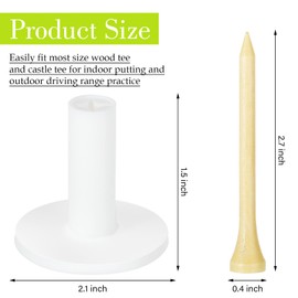 Lemecima 15 Set Golf Rubber Tee Holder Set for Driving Range Golf Practice Mat Indoor Outdoor Size 1.5 Inch (15 Golf Rubber Tee Holders, 15 Bamboo Tees)