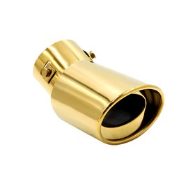 Sakali Polished Exhaust Tip Bolt-On Car Exhaust Tail Muffler Tip Pipes Universal Fit Pipe Diameter 1.5" to 2.25" (Gold,Curved)