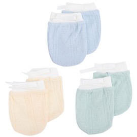 FOMIYES 3 Pairs Breathable Newborn No Scratch Mittens Gloves Elastic Fingers Guard Soft Unisex Protective Hand Cover for Months