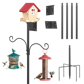 Bird Feeder Pole, 94Inch Heavy Duty Bird House Poles, Outdoor Birdhouse Poles,5 Claw Base Adjustable Bird Feeder Stand Pole with Shepherd's Hook for Garden, Yard, Bird Watching, Bird Feeding