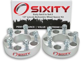 2 pc Sixity 1.5" 5x4.5 Wheel Spacers compatible with Lincoln Aviator Continental III Mark VII Town Car 1/2-20tpi 1.25in Studs Lugs
