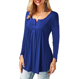 Beluring Long Sleeve Tshirts Women Ladies Tunic Tops Blouse Blue Size 16 18