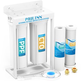 PAULINN RV Camper Inline Water Filter, 4 Packs Marine Garden Camping Water Hose KDF Filter Accessories for Boat Trailer Motorhome Gardening Planting Car Washing, Reduces Chlorine, Bad Taste & Odor