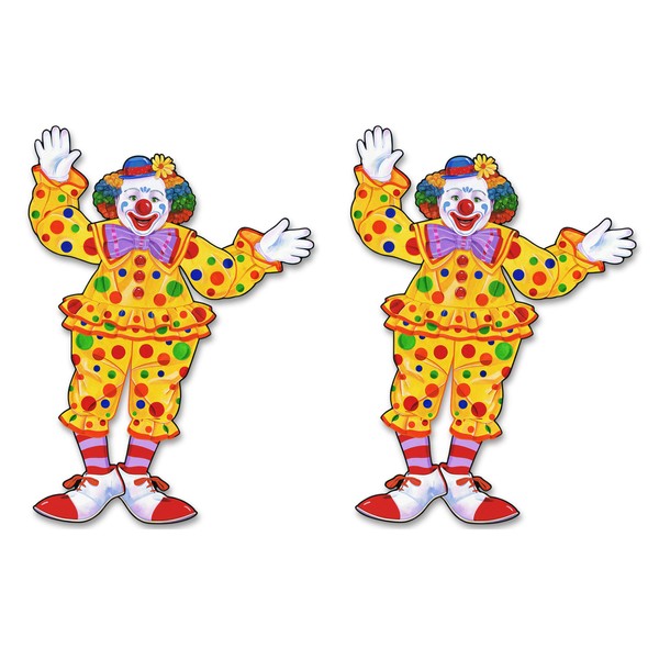 Beistle Jointed Circus Clown Photo Prop Backdrops, 30", Set of