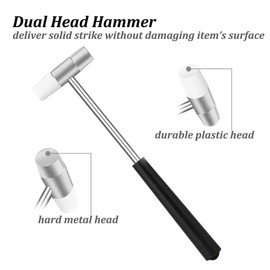 Dual Head Small Hammer, Double face Jewelry Mallet Hammer, Ergonomic Grip, Mini Hammers for Crafts, Watch, Tuning, Woodworking, Toys, Handcraft, Leather, Instruments, 18 cm Length Mini Hammer