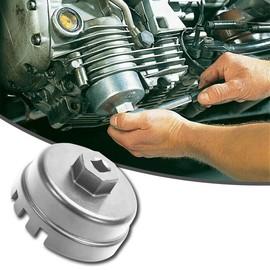 Couslcd Oil Filter Cap Wrench Removal Tool Suitable for 4 Runner, RAV4, Highlander and More. Oil Filter Wrench for 2.5-5.7L Engine with Cartridge Style Oil Filter Housing 64mm 14 Flute (Silver)
