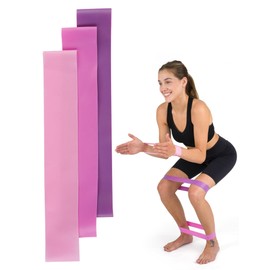 MOMO WAY Fitness Bands Set of 3 Pink and Grey, Resistance Bands in Various Strengths, Exercise Bands for Muscle Building, Yoga, Pilates, Physiotherapy, Resistance Bands for Men and Women