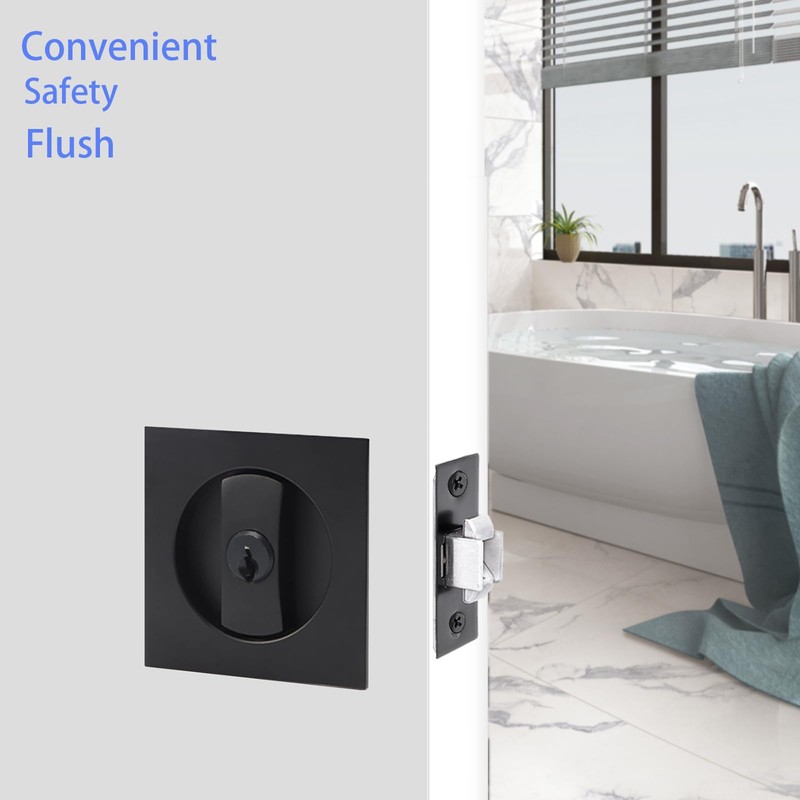 Dontay Pocket Door Lock with Key, Contemporary Entrance Sliding Barn