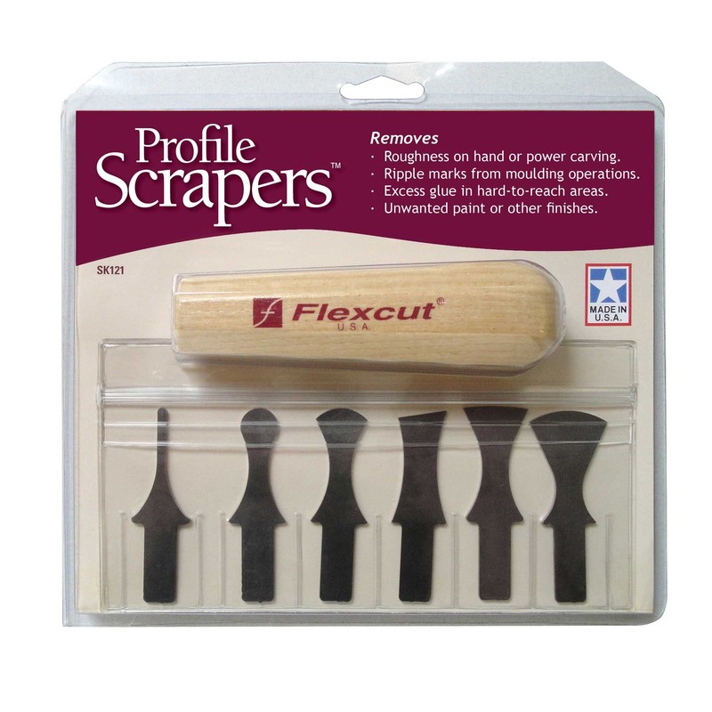 FLEXCUT Wood Carving Tools Set of 6 Interchangeable Scraper Bits