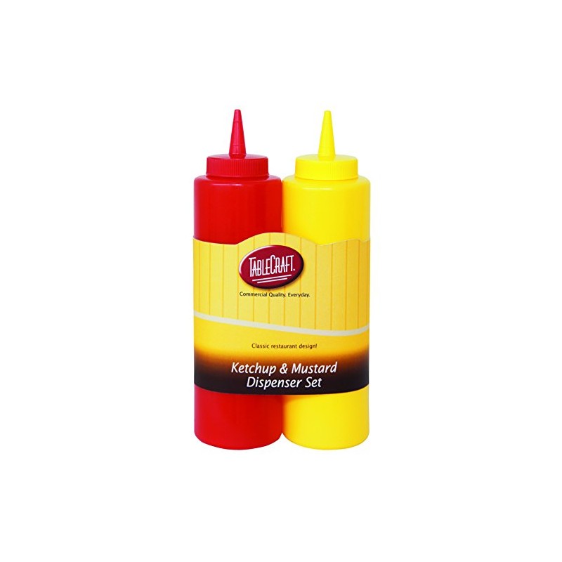 TableCraft Nostalgia 2-Piece Ketchup and Mustard Dispenser Set, 12-Ounce, Red/Yellow