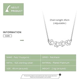 PAHALA 925 Sterling Silver Dog and Cat Paw Choker Footprint Pendant Necklace