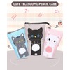 Xespis Pencil Case with Zip, Telescopic Pencil Case, Cat black