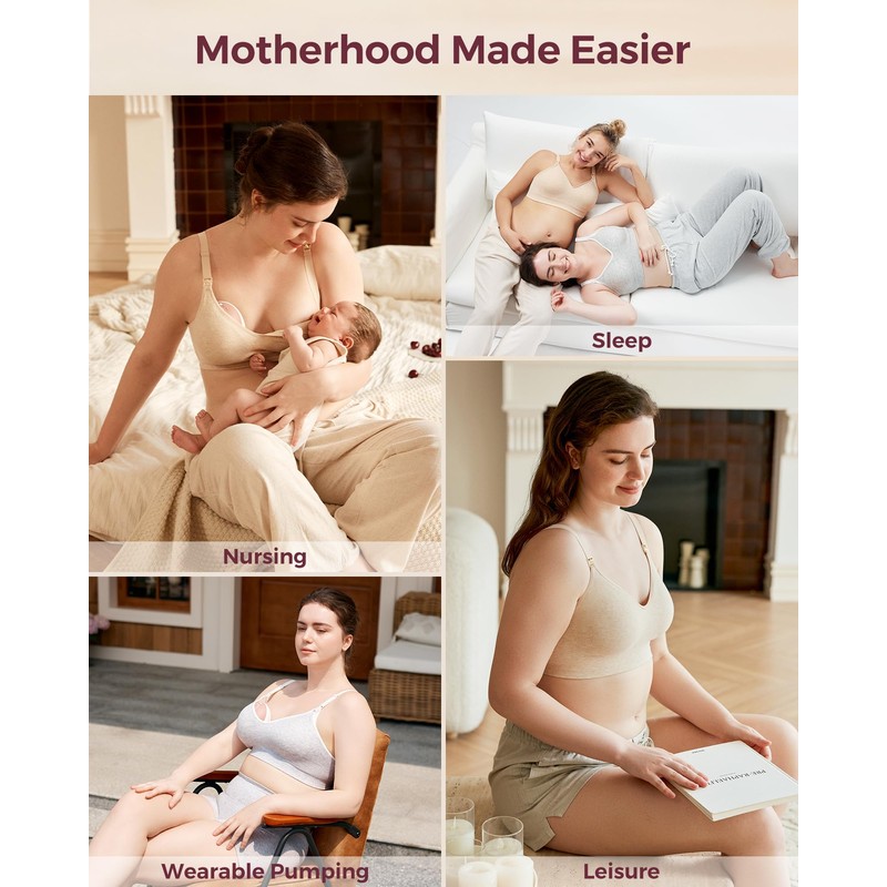 Momcozy Nursing Bras for Breastfeeding, Soft U.S. Cotton Seamless Maternity