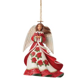Enesco Jim Shore Heartwood Creek Angel Holding Cardinals Hanging Ornament, 4.5 Inch, Multicolor