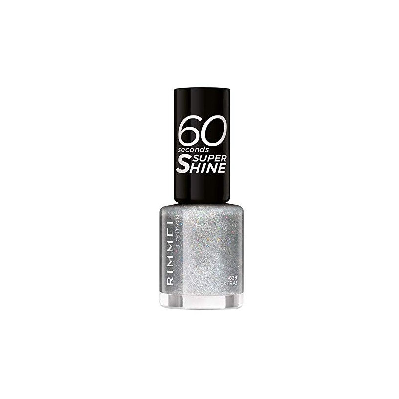 Rimmel 60 Seconds Glitter Nail Polish, 833 Extra, 8 ml