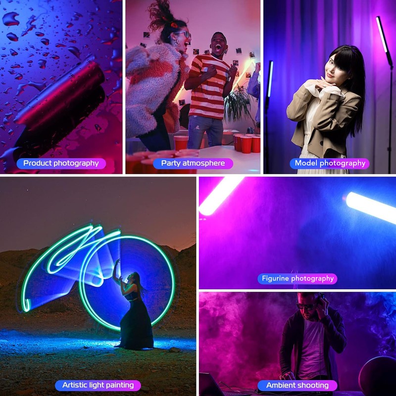 RGB LED Light Wand 3000K to 6000K 2600mAh Rechargeable Dimmable