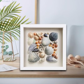 DEMAIKE Elegant Deep Wood Shadow Box Frames - Set of 3 White 8x8 Inch Display Cases with Real Glass and Linen Backboard, Perfect for Showcasing Tickets, Memorabilia, Awards, and Cherished Photos