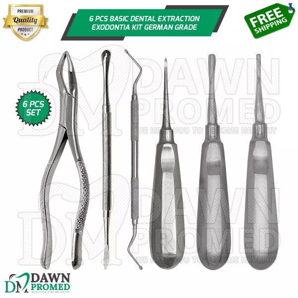 DawnProMed 6 Pcs Basic Dental Extraction Exodontia Kit German Grade