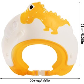 2 Pcs Gorro De Ducha Dinosaurio Para Niños, Gorro De Champú Ajustable, Bebe Gorro Lavado De Pelo, Gorro De Baño De Silicona Con Protección Para Los Oídos y Los Ojos (Amarillo &Azul)
