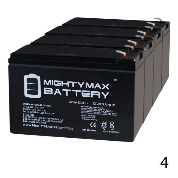 Mighty Max Battery 12V 9AH Battery for HR1234W Home Alarm - 4 Pack Brand Product