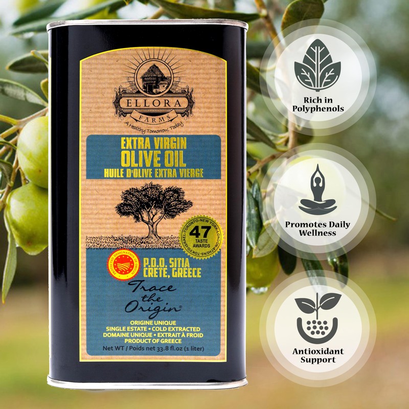 Ellora Farms, Greek Extra Virgin Olive Oil, Certified PDO SITIA,