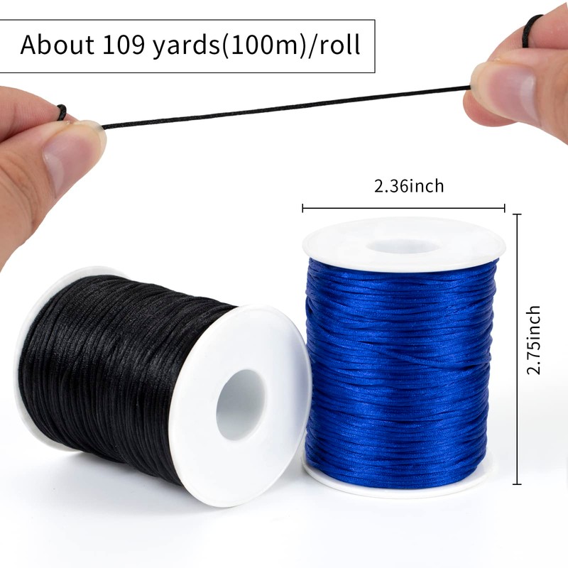 LEREATI 1.5mm Nylon Cord 328 Feet Satin Cord Nylon String