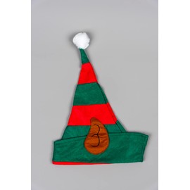 SHATCHI 3pcs Christmas Elf Hat with Ears Xmas Santa Helper Hat Red and Green Xmas Fancy Dress Pom Party Costume Accessories One Size Adult Polyester