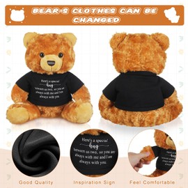 DEEKIN 2 Pcs Little Bear Plush Stuffed Animal Sympathy Gift with a Bear Hug Sign Gift for Condolences Memorial Loss of Loved (Brown, Black)