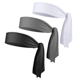 Pack of 3 Sweatproof Hair Bands, Mabor Adjustable Sports Headband, Women's Elastic Hair Bands for Fitness, Yoga, Running, Tennis, Available for Men and Women (White, Grey, Black)