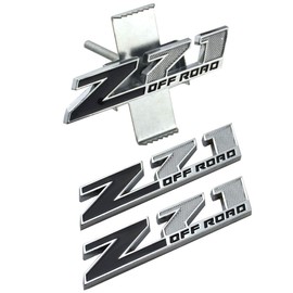 Aimoll 3pcs Grille Z71 Off Road Emblems Plus Decal Stickers Replacement for GM Silverado Sierra Tahoe (Black)