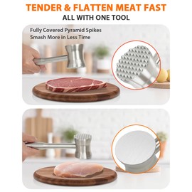 Brigii Meat Tenderizer Tool, 304 Stainless Steel Meat Mallet, 0.8lb Heavy Duty, 2 in 1 Meat Pounder for Beef, Steak, Chicken, Lamb, Dishwasher Safe