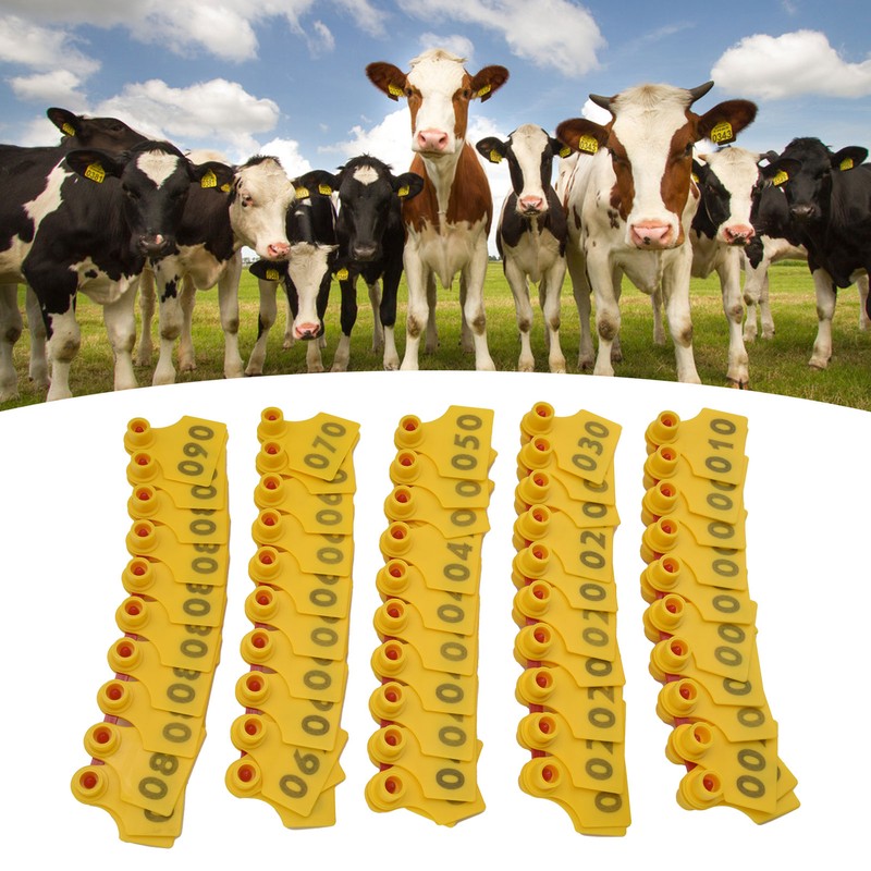 100Pcs TPU Pig Cow Ear Tag with Number 001‑100 Ear
