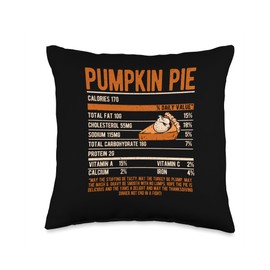 Turkey Meat Pilgrim Costume Thanksgiving Shirt Funny Thanksgiving Food Pumpkin Pie Nutrition Facts Foodie Throw Pillow, 16x16, Multicolor