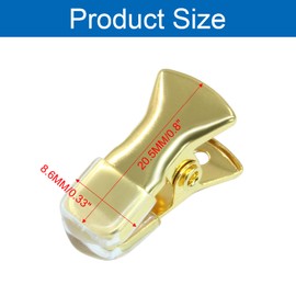 Jiozermi 30 Pcs 20x8mm Gold Small Metal Clips, Non-slip Clips with Rubber Cover Mini Alligator Clips Metal Spring Clamps DTY Clips for Craft Decoration ID Badge Holder Office