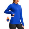 SANTINY Long Sleeve Thermal Shirts for Women Fleece Mock Neck
