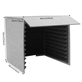 Portable Vocal Recording Booth Desktop Soundproof Cover Modern Square Sound Proof Box Vocal Absorbing Shield Music Recording Equipment Filter Vocal for Microphone Studio Sound Recording (Gray&Black)