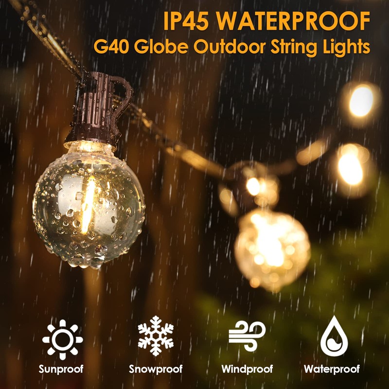 Mlambert 200Ft(4x50Ft) Outdoor String Lights G40 Globe Patio Lights with
