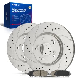 KAX 11.57" Front Rotors and Pads Kit For Jeep, Chrysler/Dodge/Mitsubishi Models - Patriot/200/Compass/Avenger/Sebring/Outlander Sport/Outlander/Caliber/Eclipse/Lancer/Galant, Front Disc Brakes