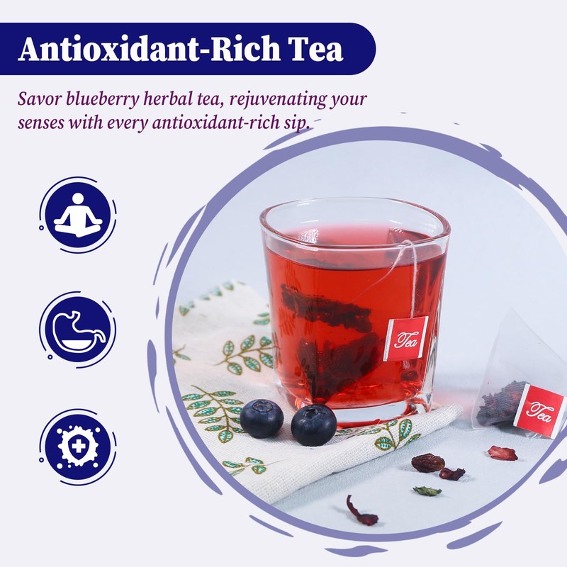 FullChea - Blueberry Tea Bags, 50 Teabags - Premium Blueberry