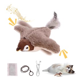 WRQIOO Fliegender Vogel Katzenspielzeug, Katzenspielzeug Vogel Flattern mit Katzenminze, USB Aufladung Fliegender Vog-EL für Katzen, Katzen-Spielzeug Vog-EL Fliegt Elektrisch, Flapping Bird Cat Toy